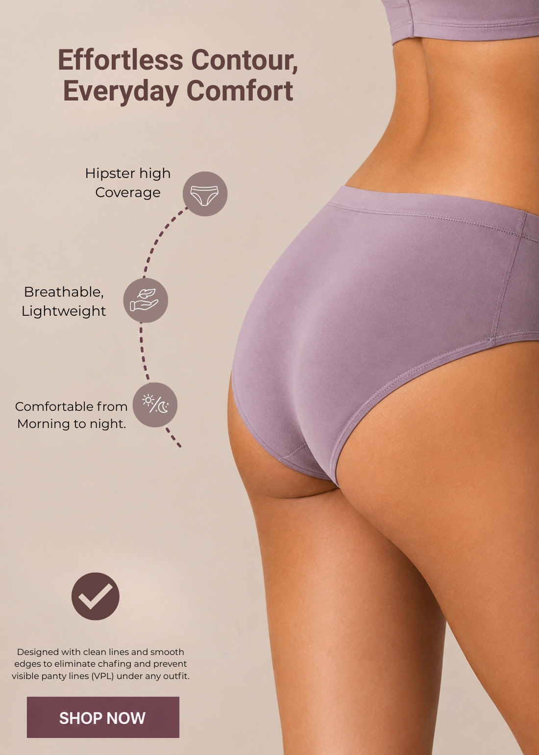 Seamless Comfort Hipster Brief – Lavender
